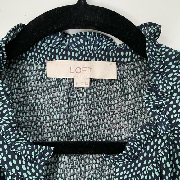 LOFT M mixed material polka dot blouse - Picture 2 of 4
